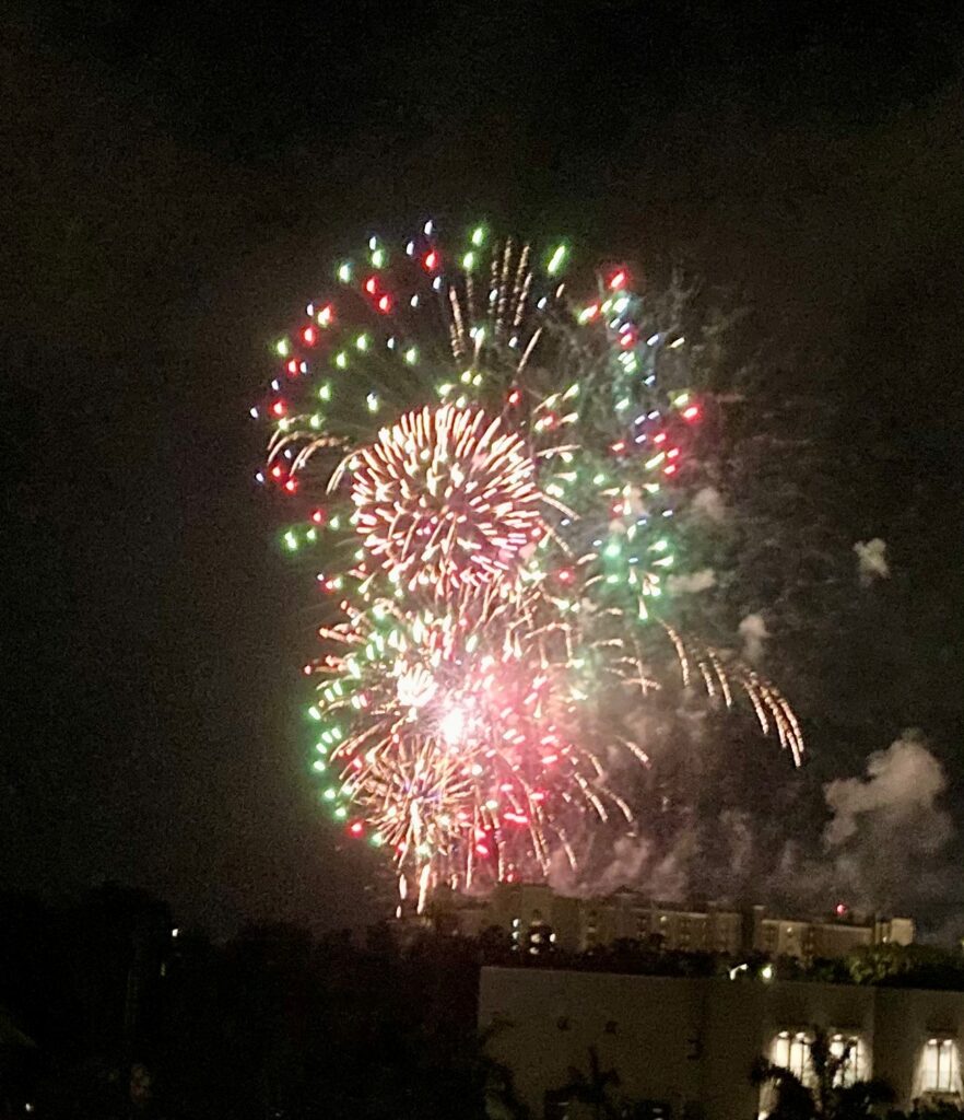 Fireworks over Camana Bay on Grand Cayman Island