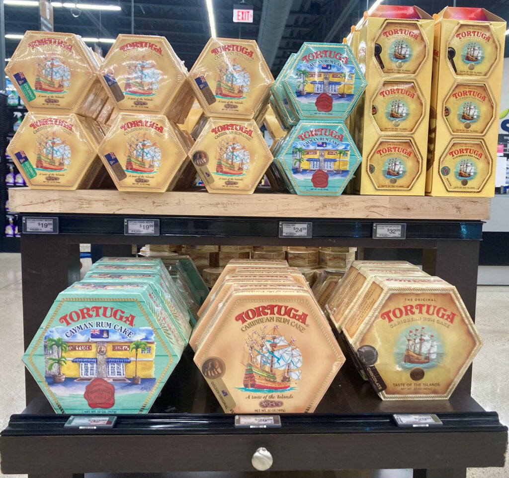 Display of the popular rum cakes on Grand Cayman Island.