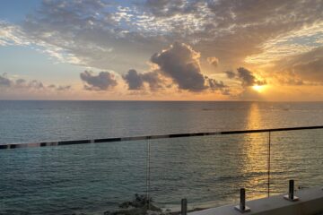 Sunrise over the balcony at Rum Point on Grand Cayman Island