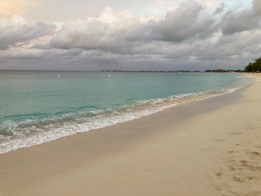 Waves on a beach on Grand Cayman Island